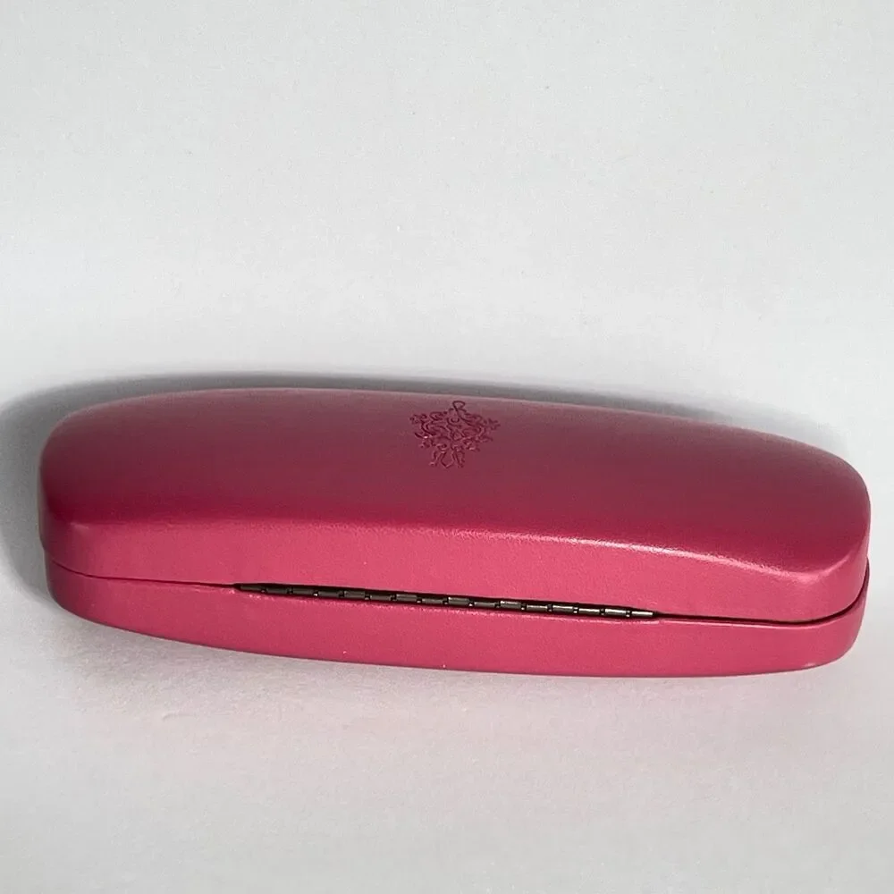 Jenny Lynn Eye Glasses Case Pink Outside Lime Green Inside 6 1/4 x 2 x 1 3/4 in